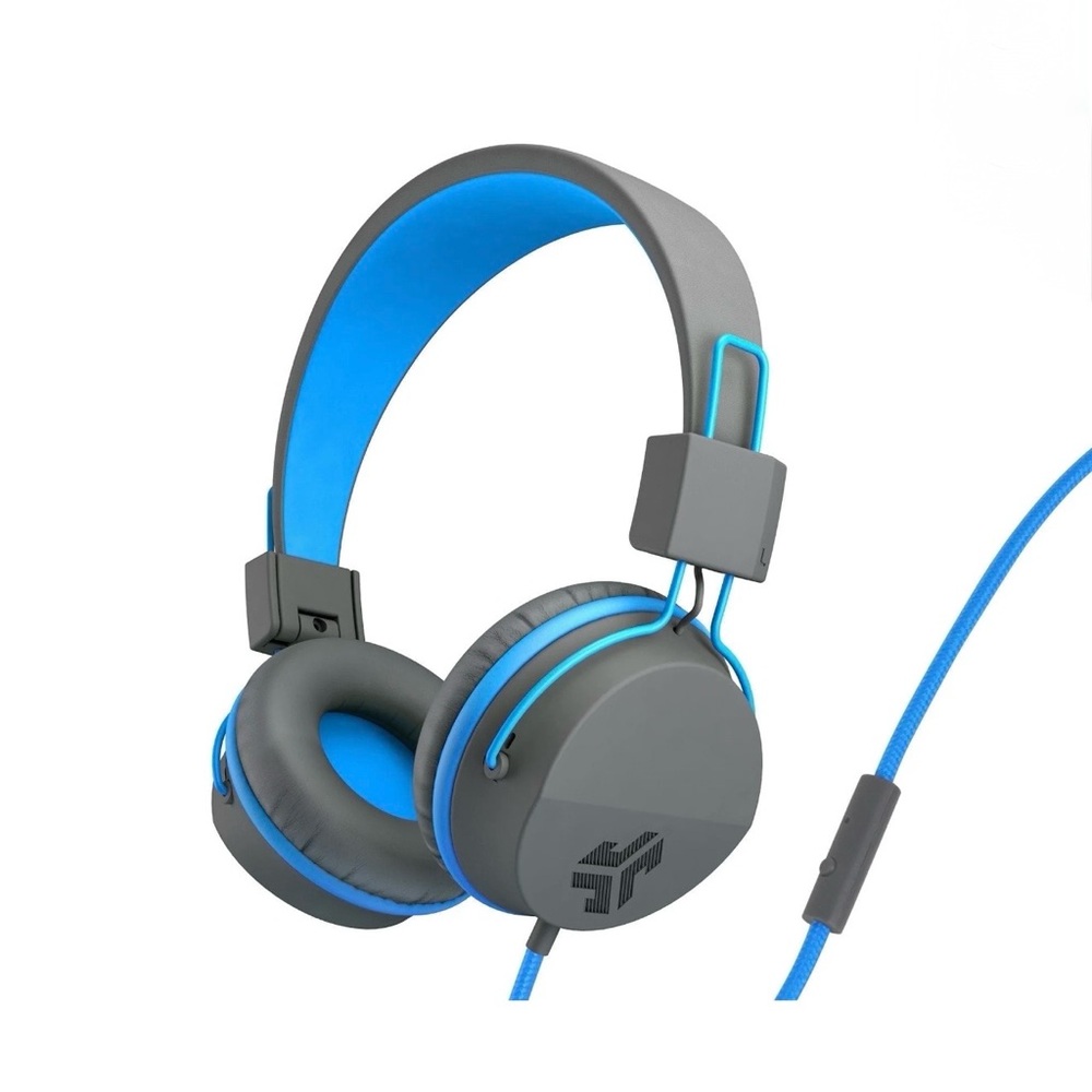 JLab JBuddies Studio On-Ear Kids Gray/Blue Wired Headphones Folding Adjustable